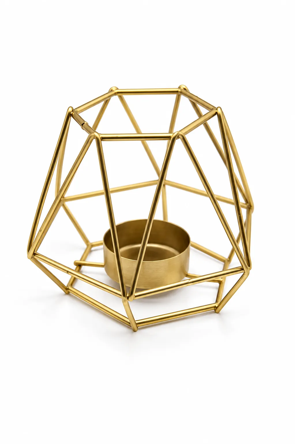 Geometrischer Teelichthalter gold aus dem Stil-Echt Deko-Verleih