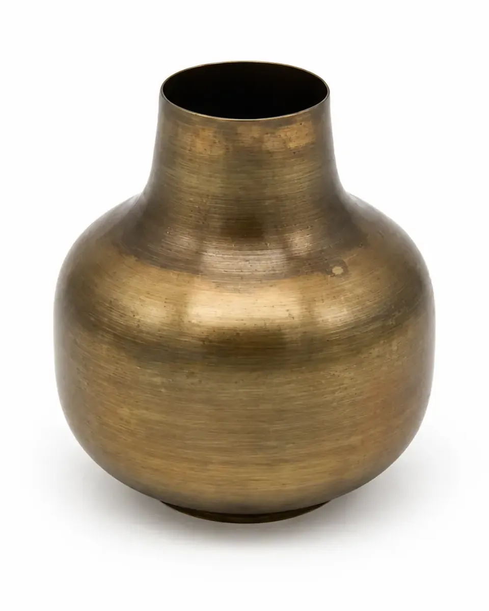Messingvase rund aus dem Stil-Echt Deko-Verleih
