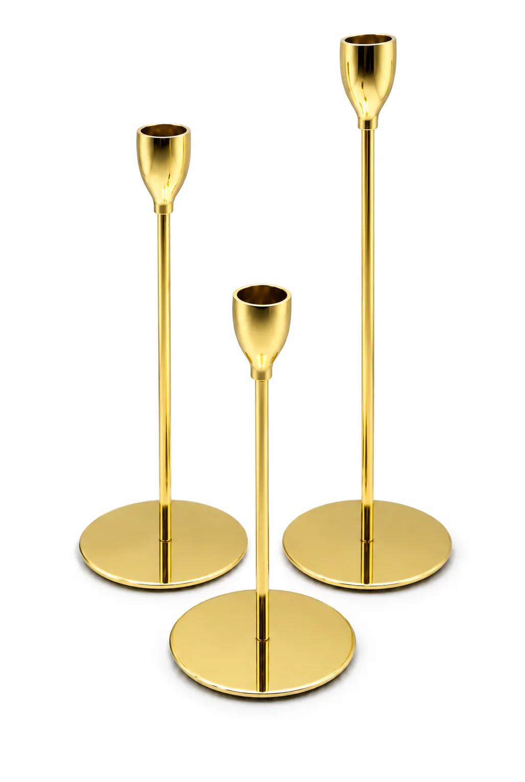 Stabkerzenhalter gold, 3er Set aus dem Stil-Echt Deko-Verleih
