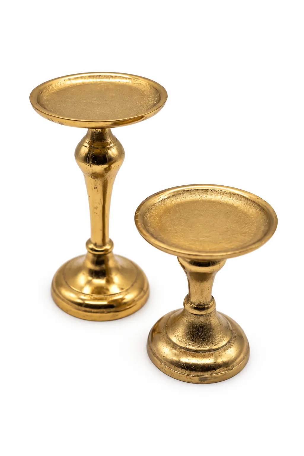 Stumpenkerzenhalter gold, 2er Set aus dem Stil-Echt Deko-Verleih
