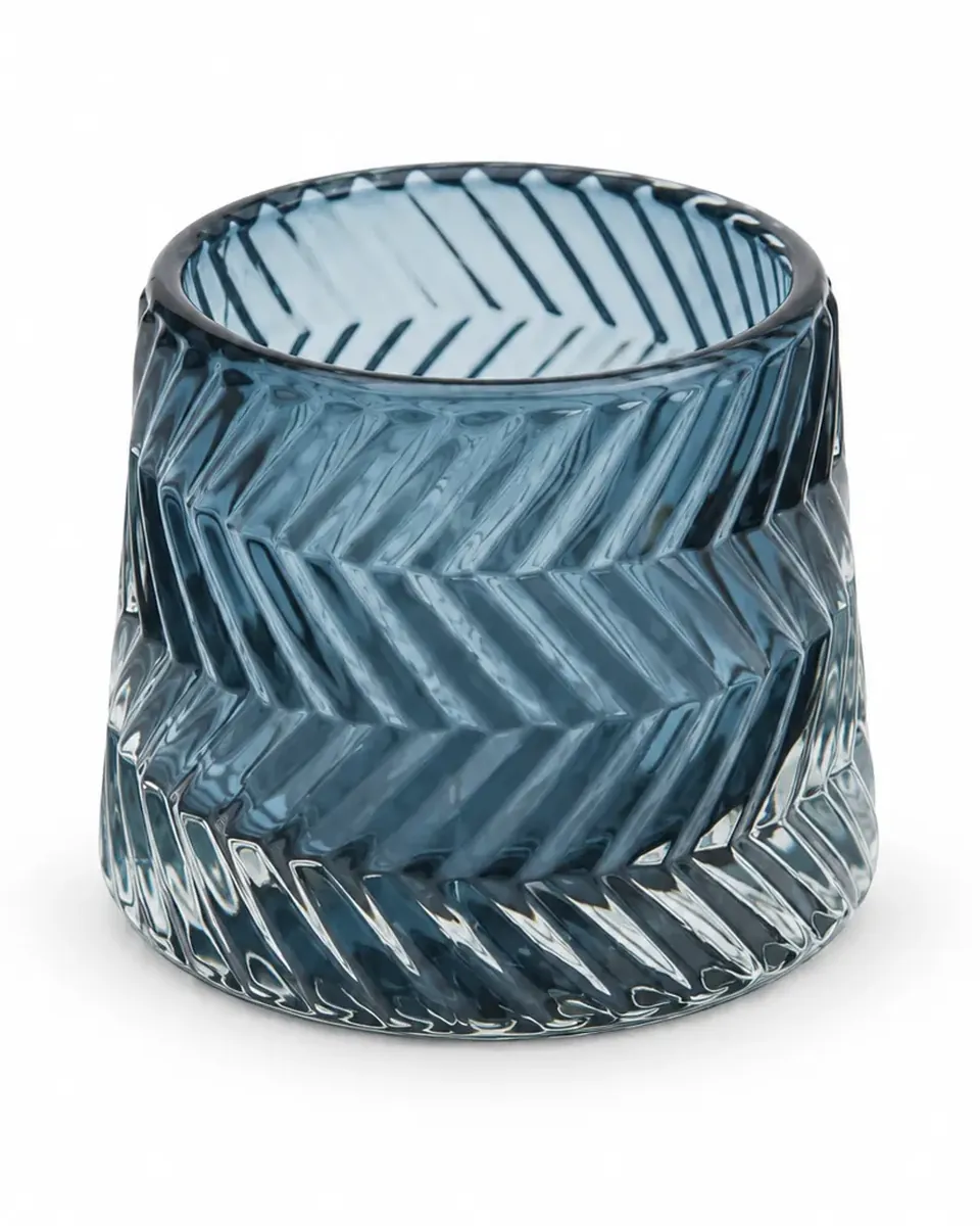Teelichthalter Glas Dusty Blue aus dem Stil-Echt Deko-Verleih