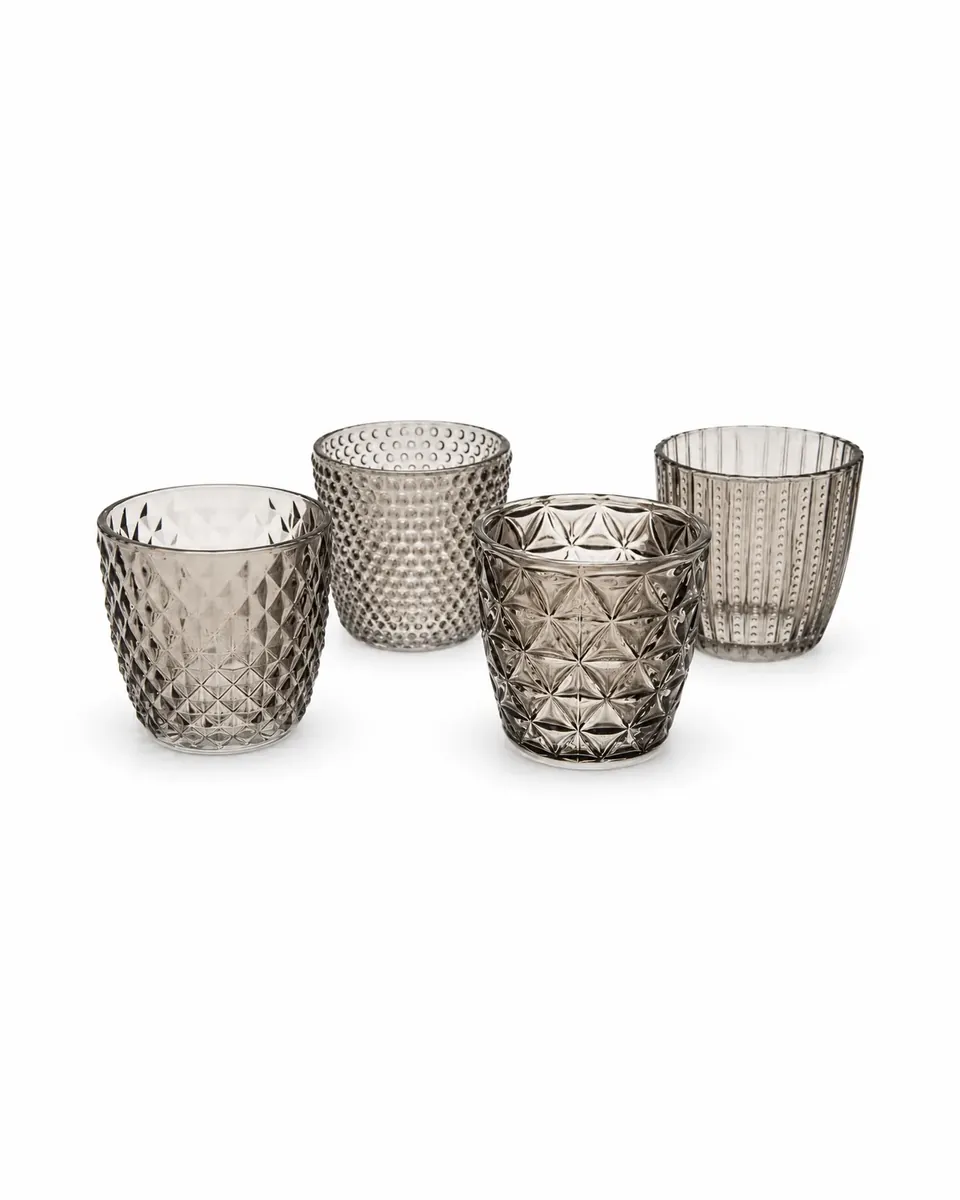 Teelichthalter Glas grau aus dem Stil-Echt Deko-Verleih