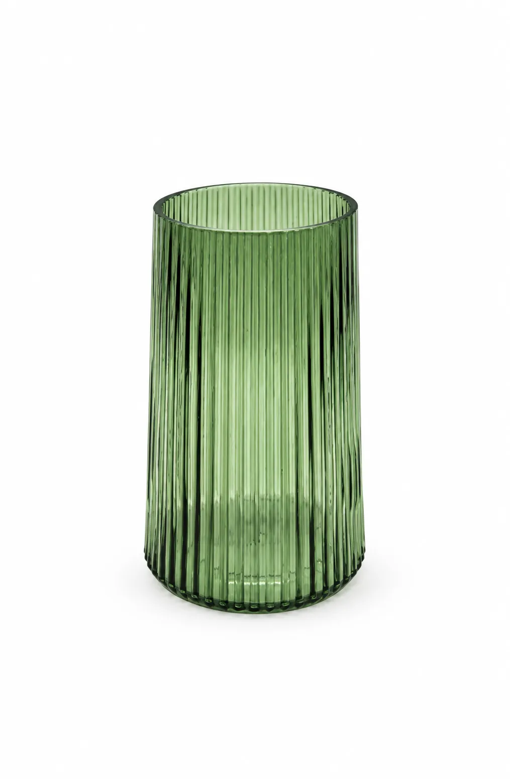 Vase Glas geriffelt, grün aus dem Stil-Echt Deko-Verleih