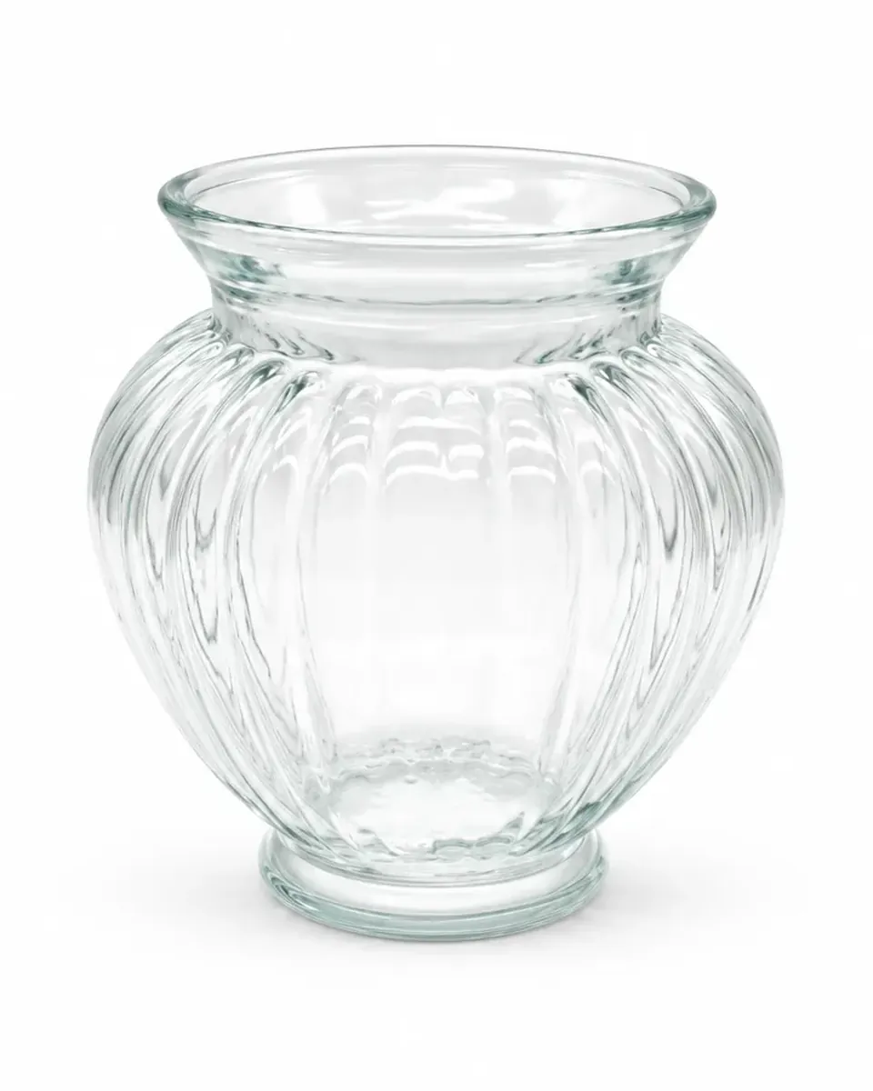 Vase geriffeltes Klarglas aus dem Stil-Echt Deko-Verleih