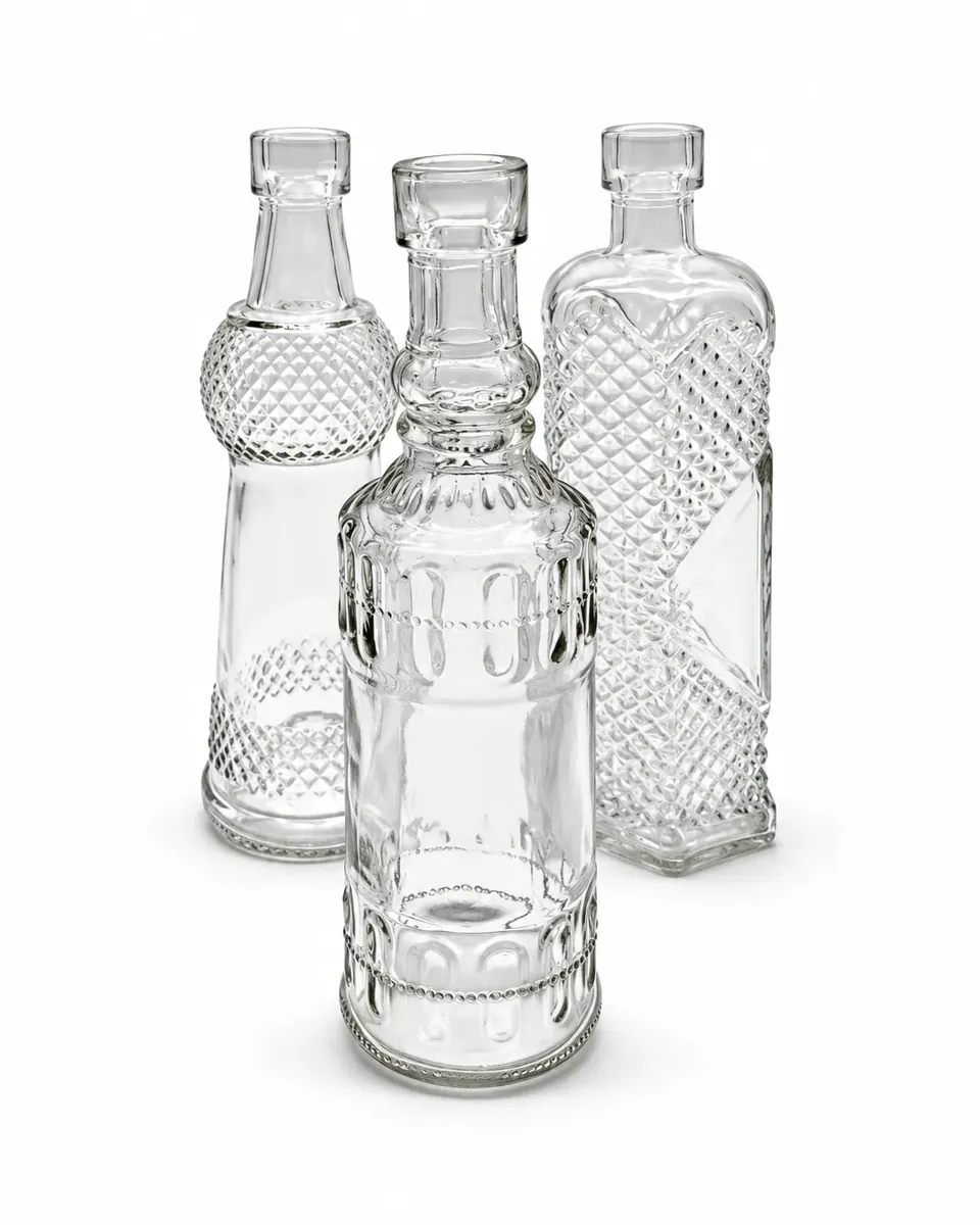 Vintage-Vasen Glas, 3er Set aus dem Stil-Echt Deko-Verleih
