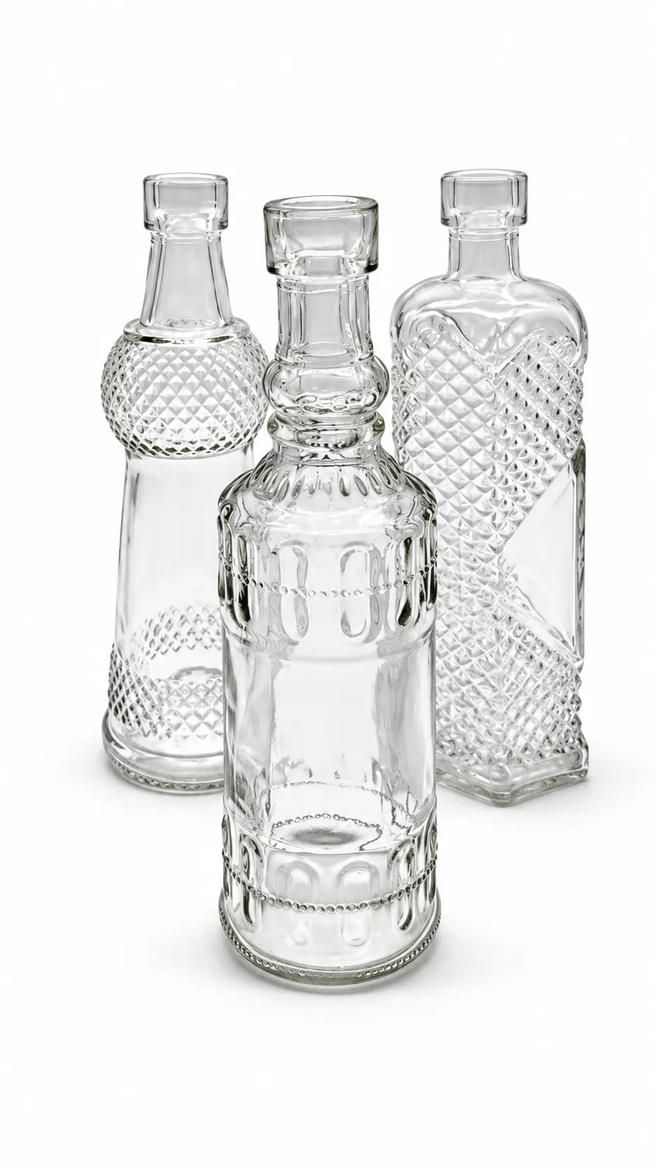 Vintage-Vasen Glas, 3er Set aus dem Stil-Echt Deko-Verleih