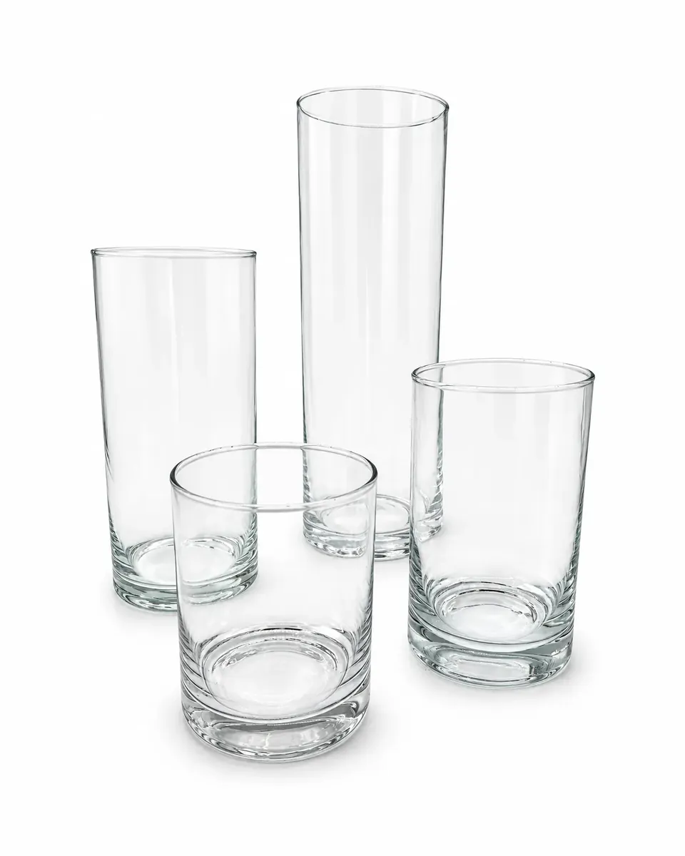 Zylindervasen Glas, 4er Set aus dem Stil-Echt Deko-Verleih