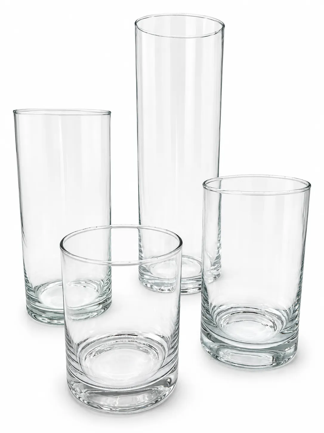 Zylindervasen Glas, 4er Set aus dem Stil-Echt Deko-Verleih